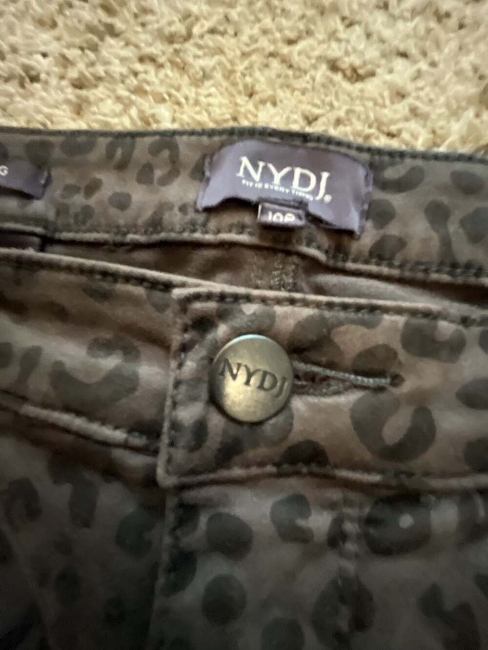 Nydj Alina Legging Leopard Print Stretch Pants 10P